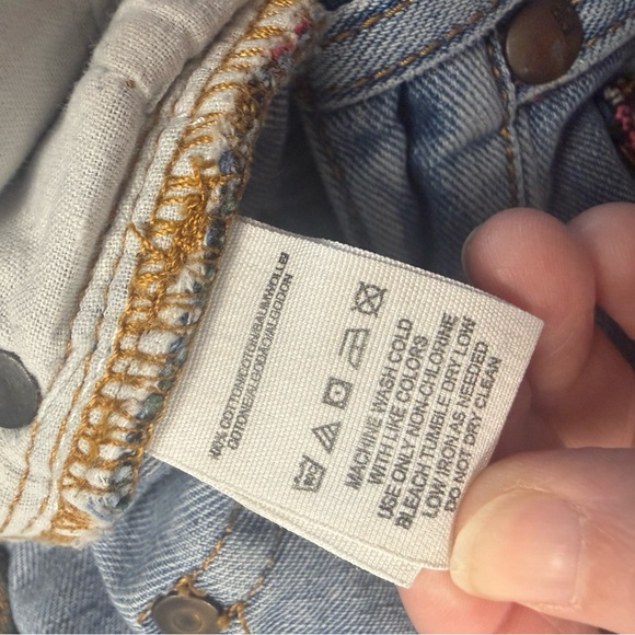 Free People Distressed Denim Shorts Patchwork Boho High Rise Size 27 Cotton - Picture 3 of 9